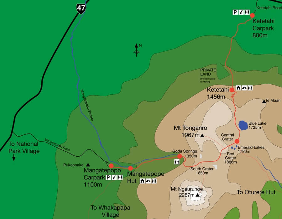 tongariro alpine crossing map